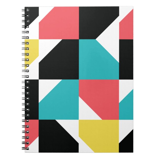 Colourful, modern, trendy, fun geometric pattern notebook (Front)