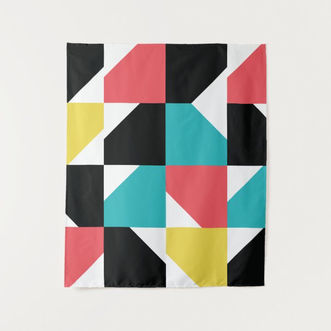 Colourful, modern, trendy, fun geometric pattern tapestry (Front)