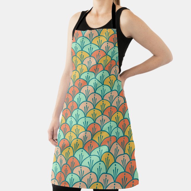 Colourful Modern Trendy Geometric Fish Scale Apron (Insitu)