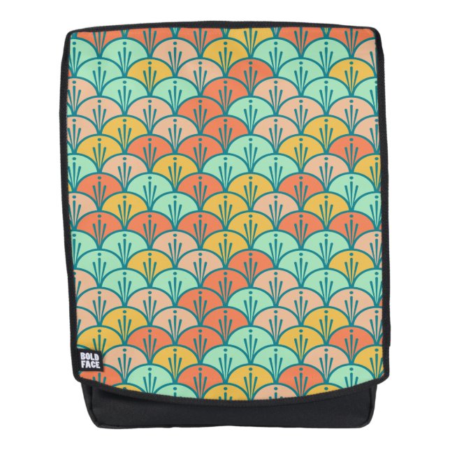 Colourful Modern Trendy Geometric Fish Scale Backpack (Front)
