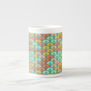 Colourful Modern Trendy Geometric Fish Scale Bone China Mug