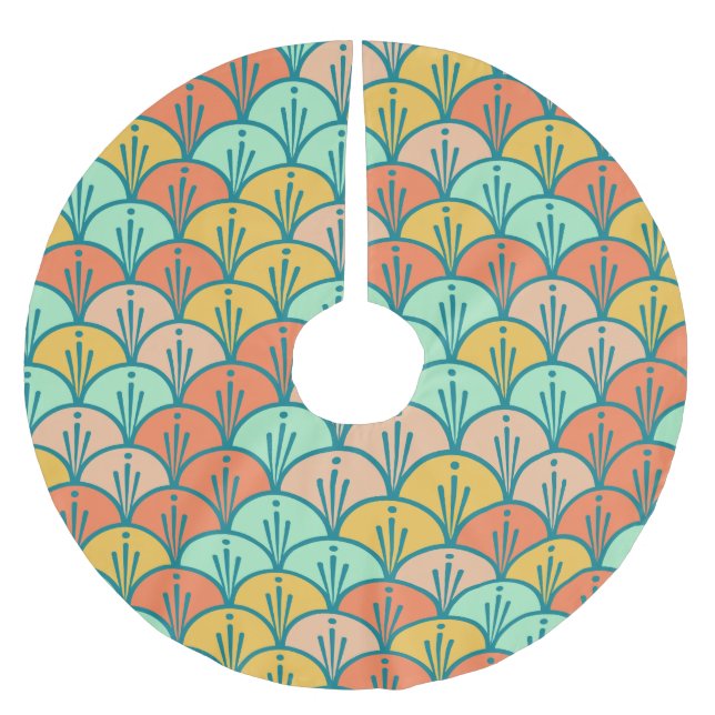 Colourful Modern Trendy Geometric Fish Scale Brushed Polyester Tree Skirt (Front)