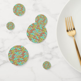 Colourful Modern Trendy Geometric Fish Scale Confetti