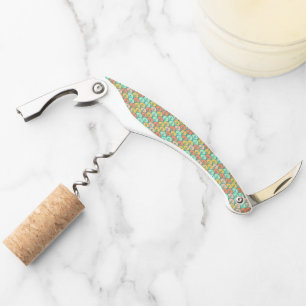 Colourful Modern Trendy Geometric Fish Scale Corkscrew