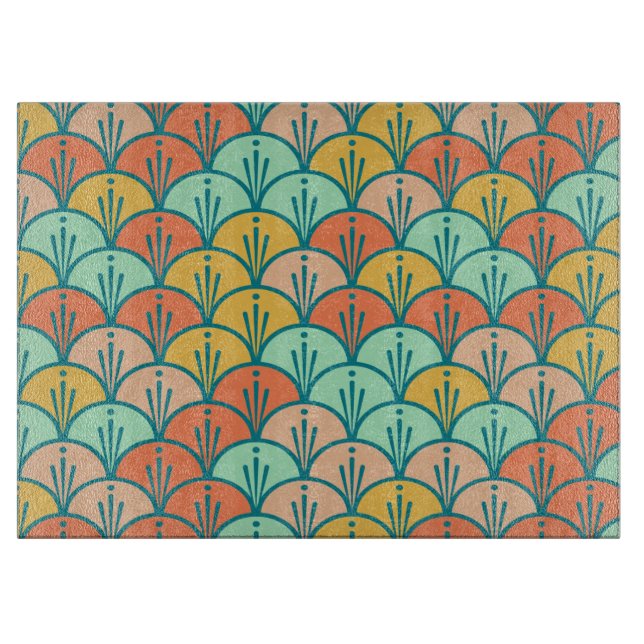 Colourful Modern Trendy Geometric Fish Scale Cutting Board (Front)