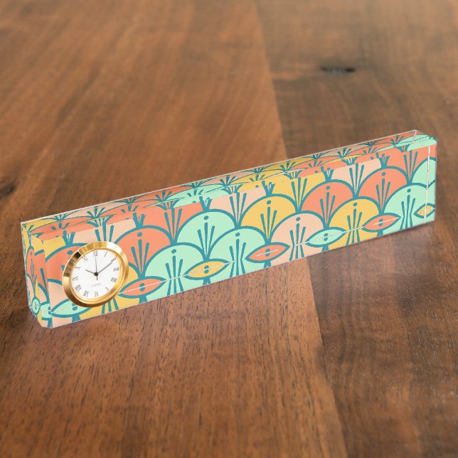 Colourful Modern Trendy Geometric Fish Scale Nameplate (Side)