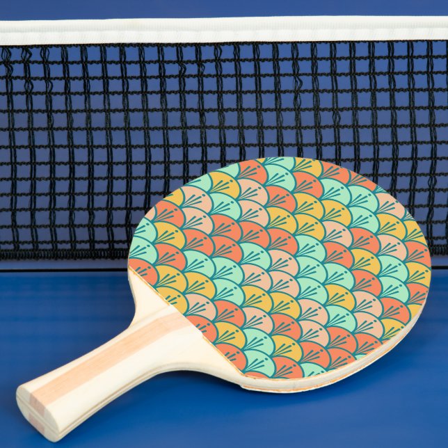 Colourful Modern Trendy Geometric Fish Scale Ping Pong Paddle (Insitu)