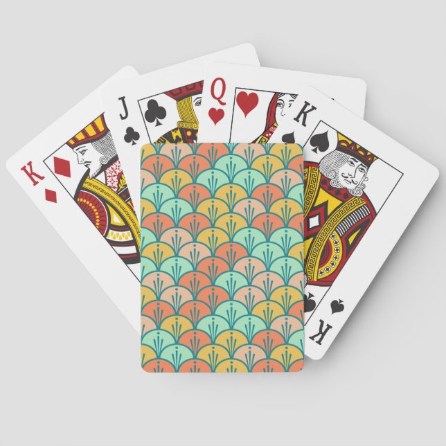 Colourful Modern Trendy Geometric Fish Scale Playing Cards (Back)