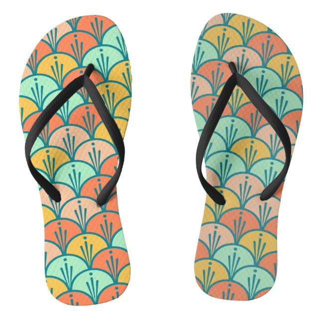 Colourful Modern Trendy Geometric Fish Scale Thongs (Footbed)