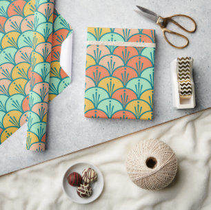 Colourful Modern Trendy Geometric Fish Scale Wrapping Paper