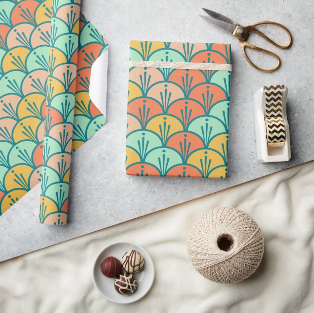 Colourful Modern Trendy Geometric Fish Scale Wrapping Paper (Crafts)