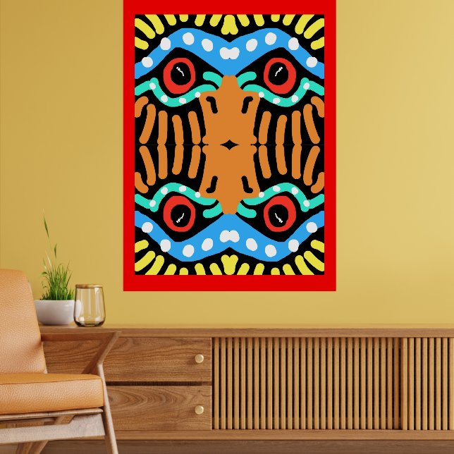 Colourful Modern Tribal Abstract War Eagle Totem Poster (Living Room 2)