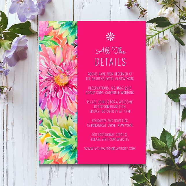 Colourful Modern Tropical Floral Wedding Details Enclosure Card (Creator Uploaded)