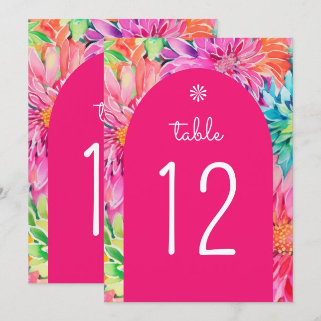 Colourful Modern Tropical Watercolor Floral Weddin Invitation (Front/Back)