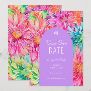 Colourful Modern Tropical Watercolor Floral Weddin Save The Date