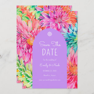 Colourful Modern Tropical Watercolor Floral Weddin Save The Date