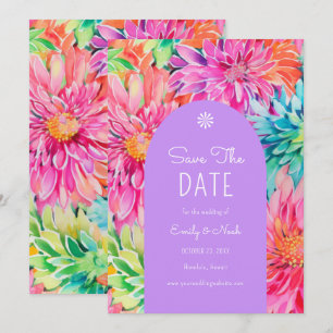 Colourful Modern Tropical Watercolor Floral Weddin Save The Date