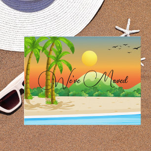 Colourful Modern Tropical We've Moved Winter Home Postcard