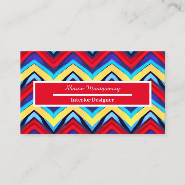 Colourful Modern V Shape  Pattern Business Card (Front)