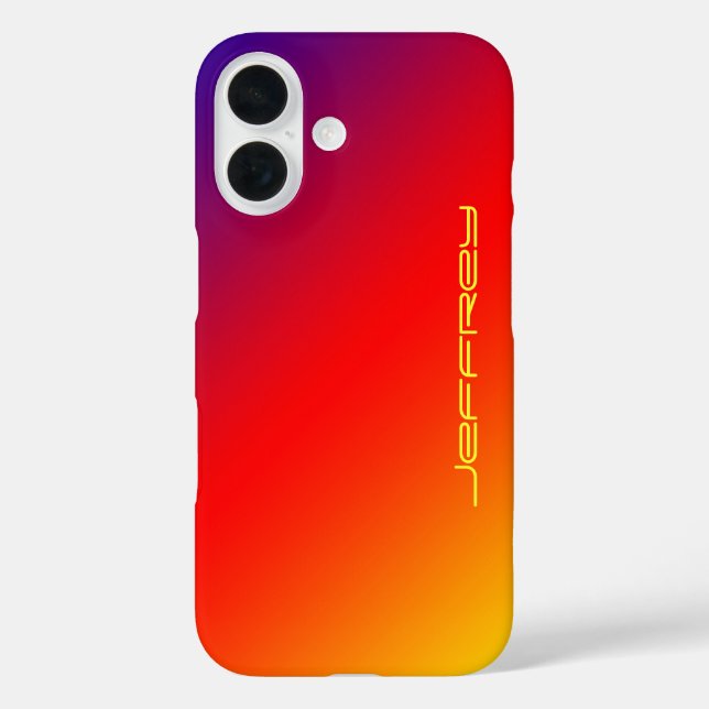 Colourful Modern Vivid Rainbow, Personalised Name Case-Mate iPhone Case (Back)