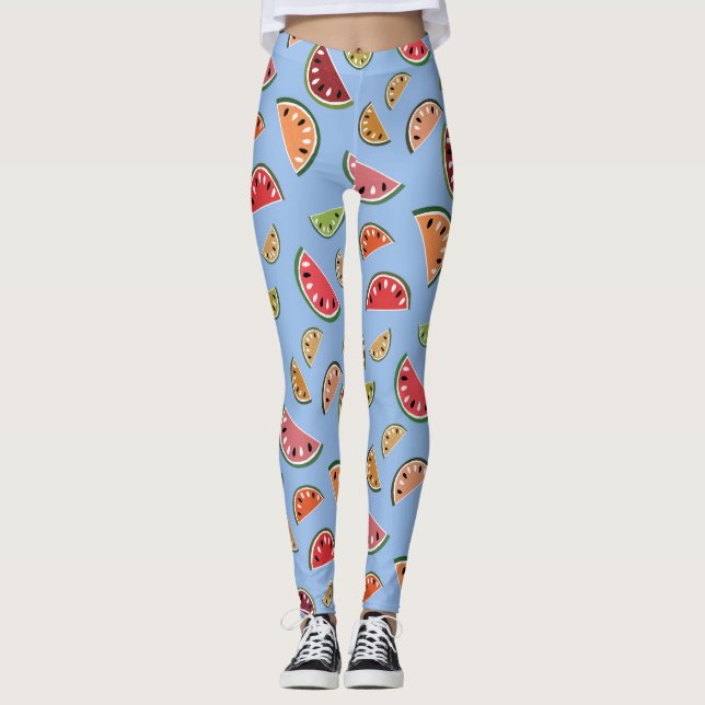 Colourful Modern Watermelon Pattern Leggings (Front)