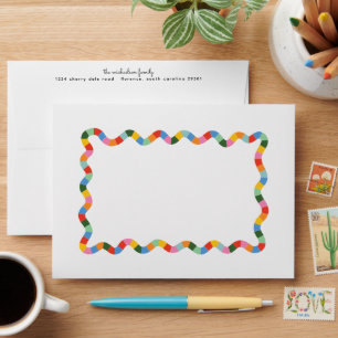 Colourful Modern Wavy Frame Fun Holiday Envelope