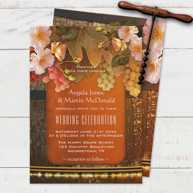 Colourful Modern Wine Theme Vineyard Wedding Invitation (Creator Uploaded)