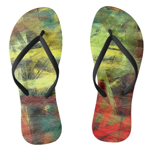 Colourful Modern Wood Grain Background #3 Thongs (Footbed)