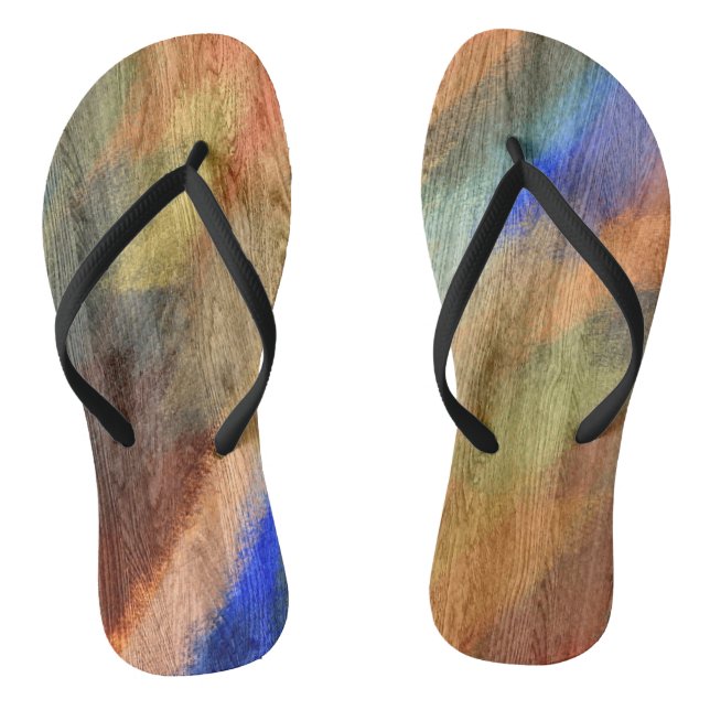 Colourful Modern Wood Grain Background #46 Thongs (Footbed)