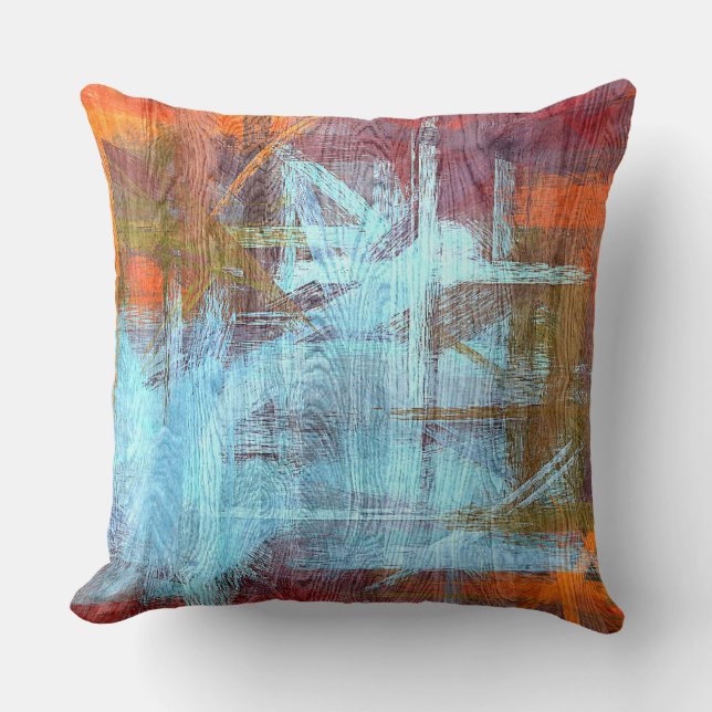 Colourful Modern Wood Grain Background Cushion (Front)