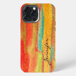 Colourful Modern Wood Grain Background iPhone 13 Pro Max Case