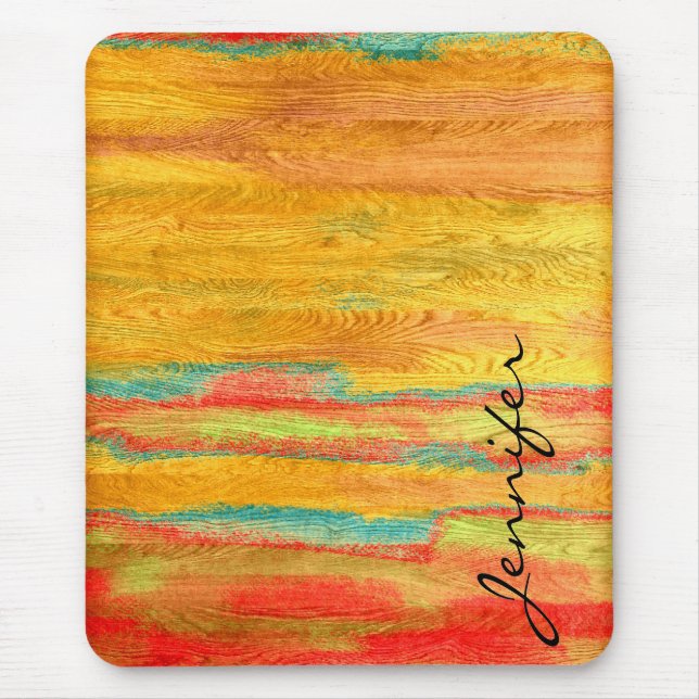 Colourful Modern Wood Grain Background Mouse Pad (Front)