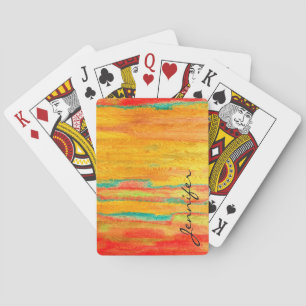 Colourful Modern Wood Grain Background Playing Cards