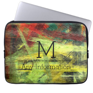Colourful Modern Wood Grain Monogram #2 Laptop Sleeve