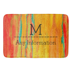 Colourful Modern Wood Grain Monogram #6 Bath Mat