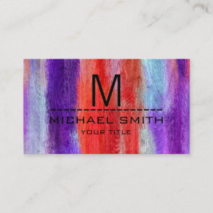 Colourful Modern Wood Grain Monogram #9 Business Card