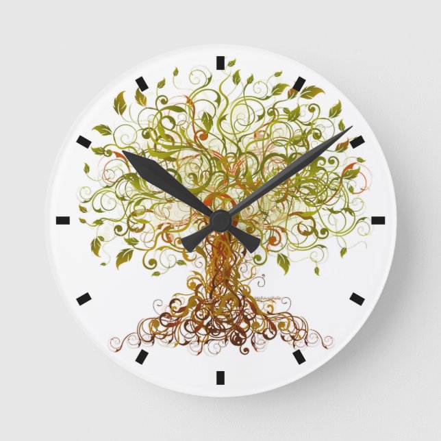 Colourful Modernist Tree Round Clock (Front)