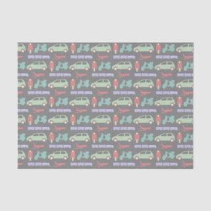 Colourful Modes of Transport Travel Icons Pattern Tissue Paper