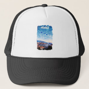 Colourful Monaco French Riviera Painting Trucker Hat