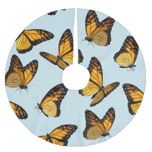 Colourful Monarch Butterflies Vintage Illustration Brushed Polyester Tree Skirt