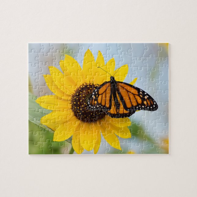 Colourful Monarch Butterfly Sunflower Photo Jigsaw Puzzle (Horizontal)