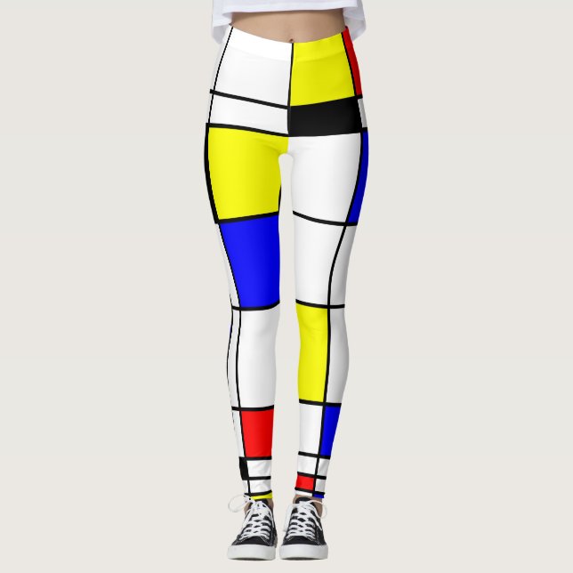 Colourful Mondrian Art Stylish Pattern Leggings (Front)