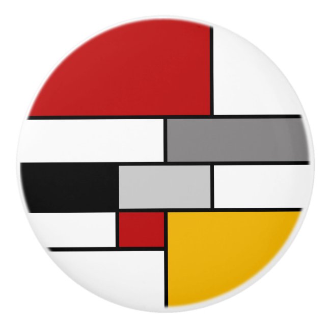 Colourful Mondrian inspiration Ceramic Knob (Front)
