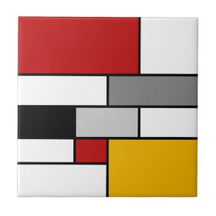 Colourful Mondrian inspiration Ceramic Tile