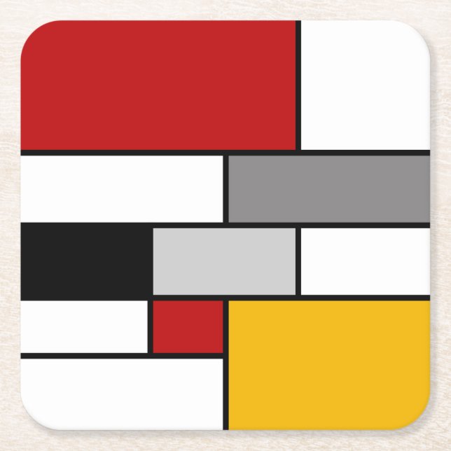 Colourful Mondrian inspiration Square Paper Coaster (Front)