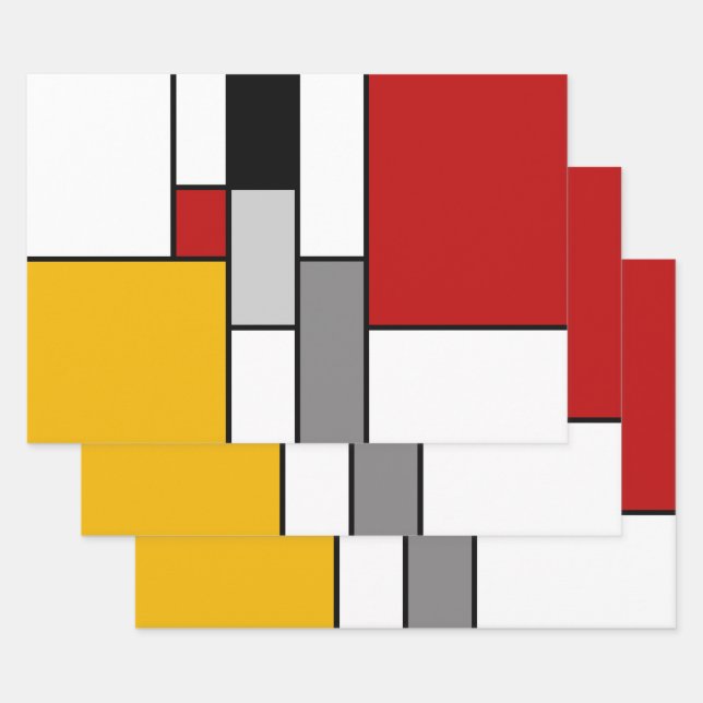 Colourful Mondrian inspiration Wrapping Paper Sheet (Set)