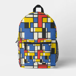 Colourful Mondrian Style Abstract Geometric Printed Backpack