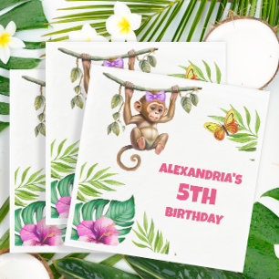 Colourful Monkey Jungle Child's 5th Birthday Napkin