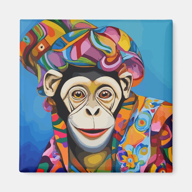 Colourful Monkey  Magnet (Front)