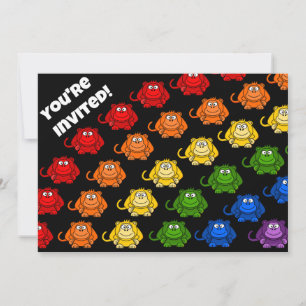 Colourful Monkey Rainbow Children's Birthday Party Invitation